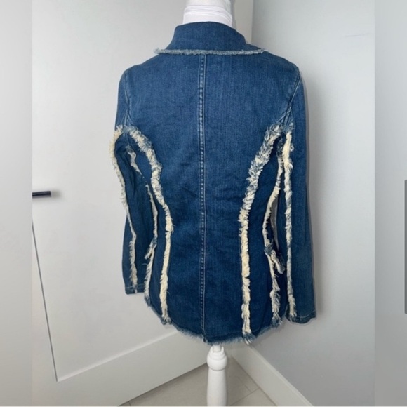 L’agence Kaydence Frayed Denim Blazer/Small - Picture 7 of 11